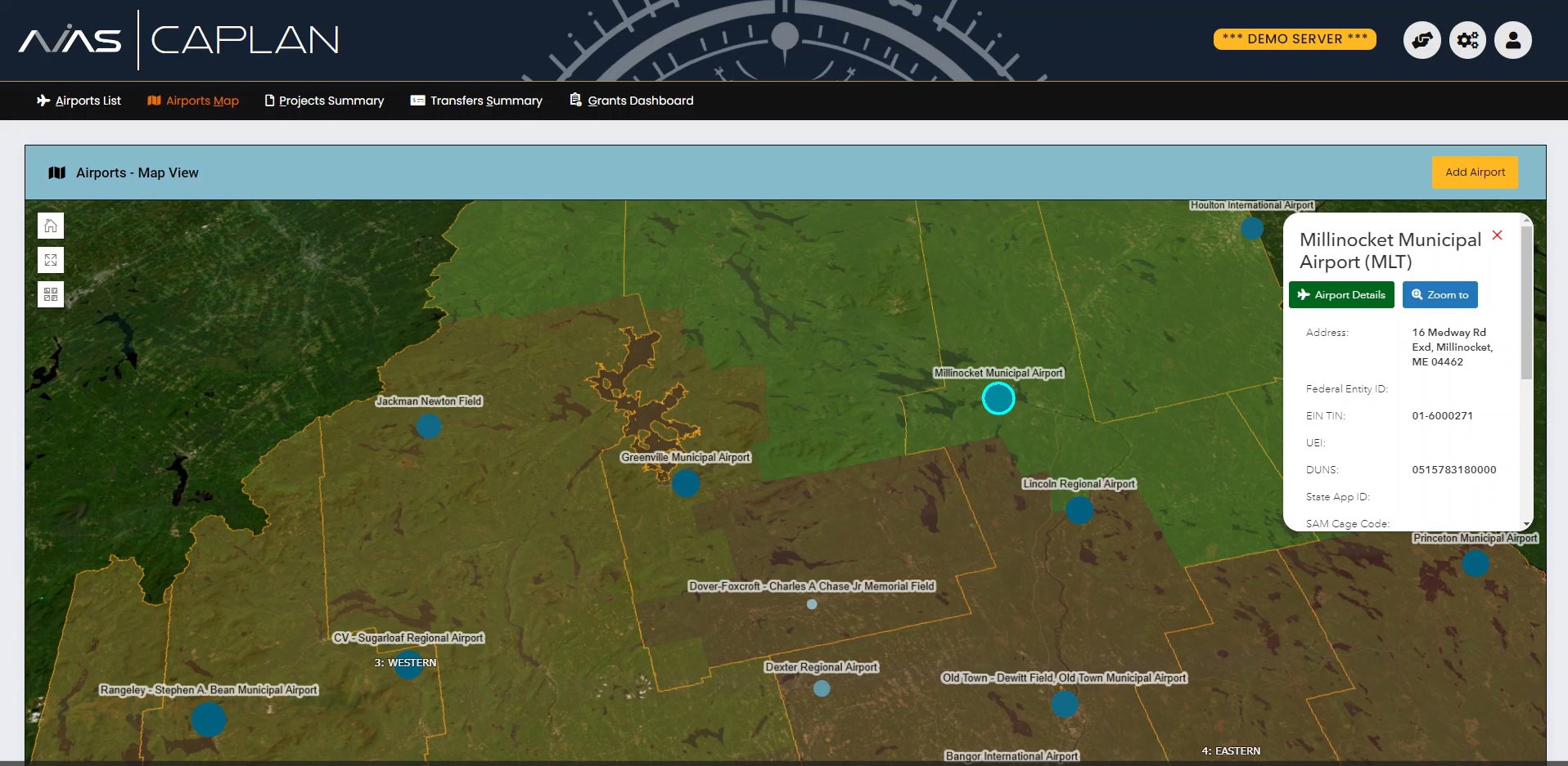 Interactive Airport Map with Project Information